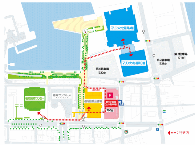 マリンメッセ福岡の駐車場の入り口