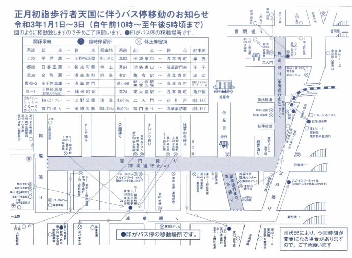 浅草寺の初詣2023の交通規制