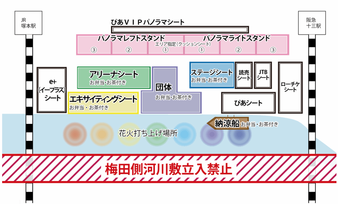 なにわ淀川花火大会2022の有料観覧席