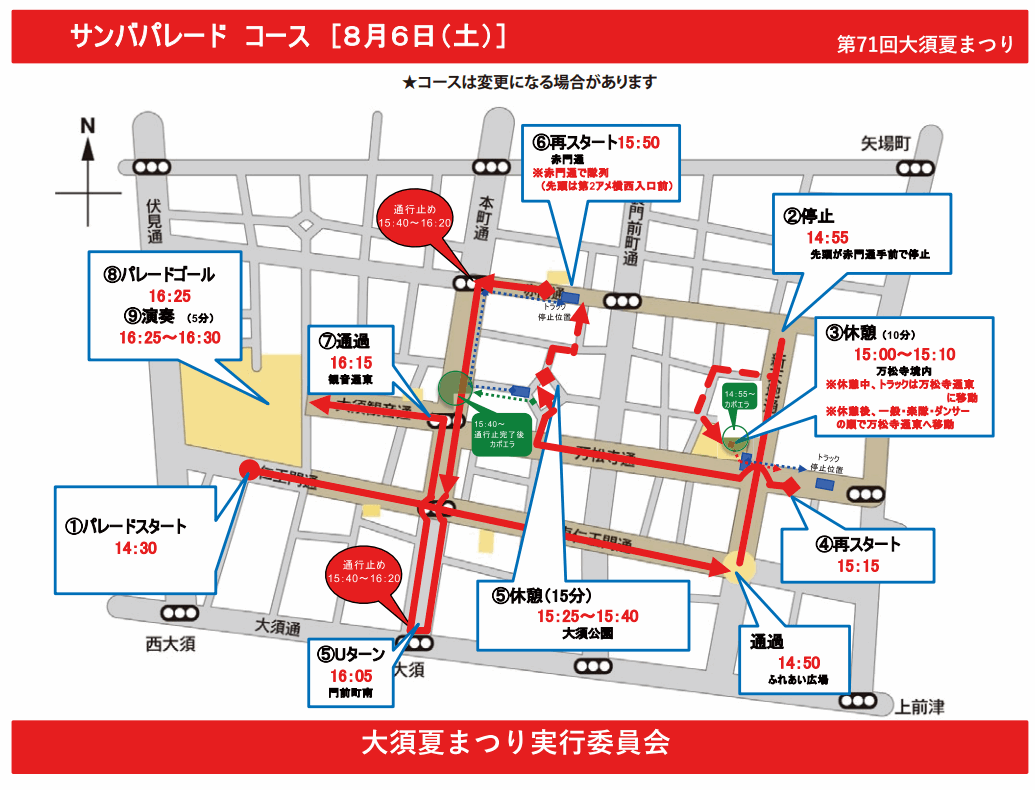 大須サンバパレードのコース2022