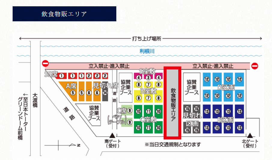 前橋花火大会2022に屋台の出店場所