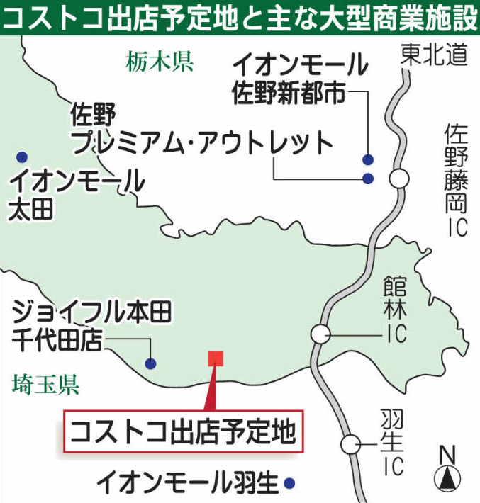 コストコ明和倉庫店の建設予定の場所は？