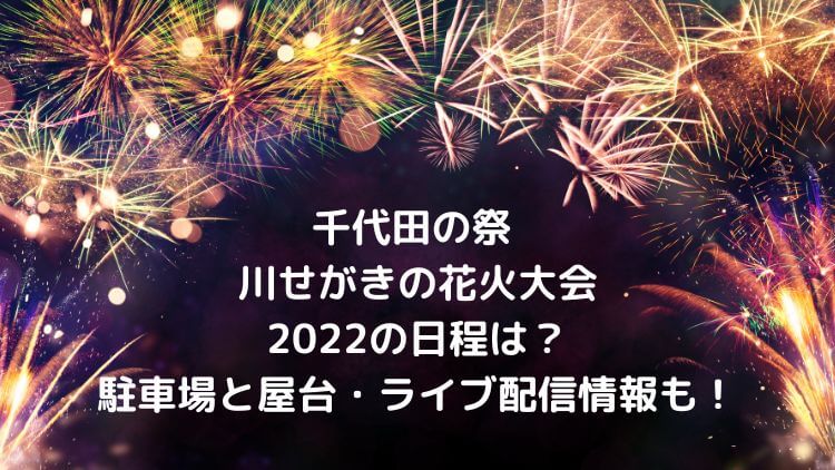 千代田の祭 川せがきの花火2022の日程や打ち上げ時間は？オンライン配信情報も！