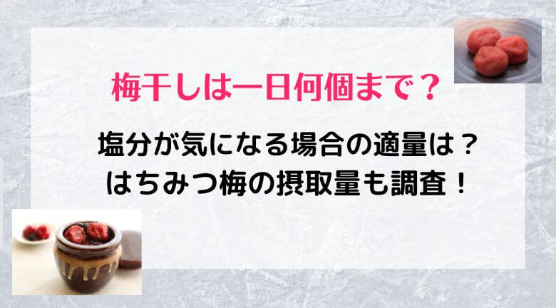 梅干しは一日何個まで？塩分が気になる場合の適量は？はちみつ梅の摂取量も調査！