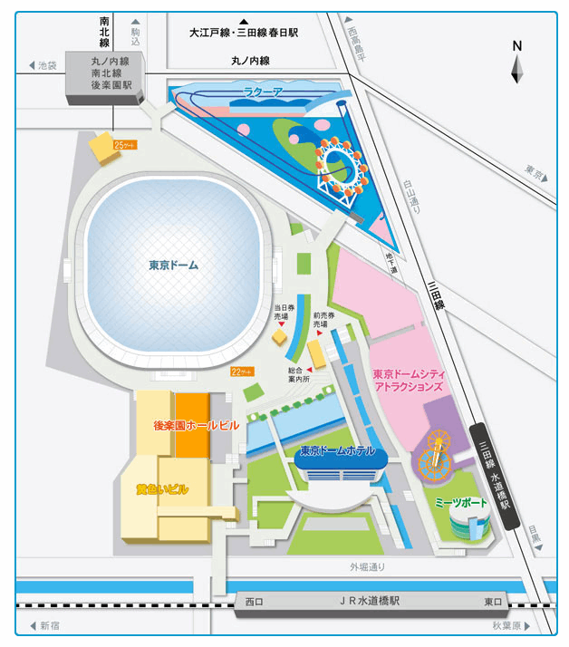 東京ドームシティアトラクションズの場所と地図