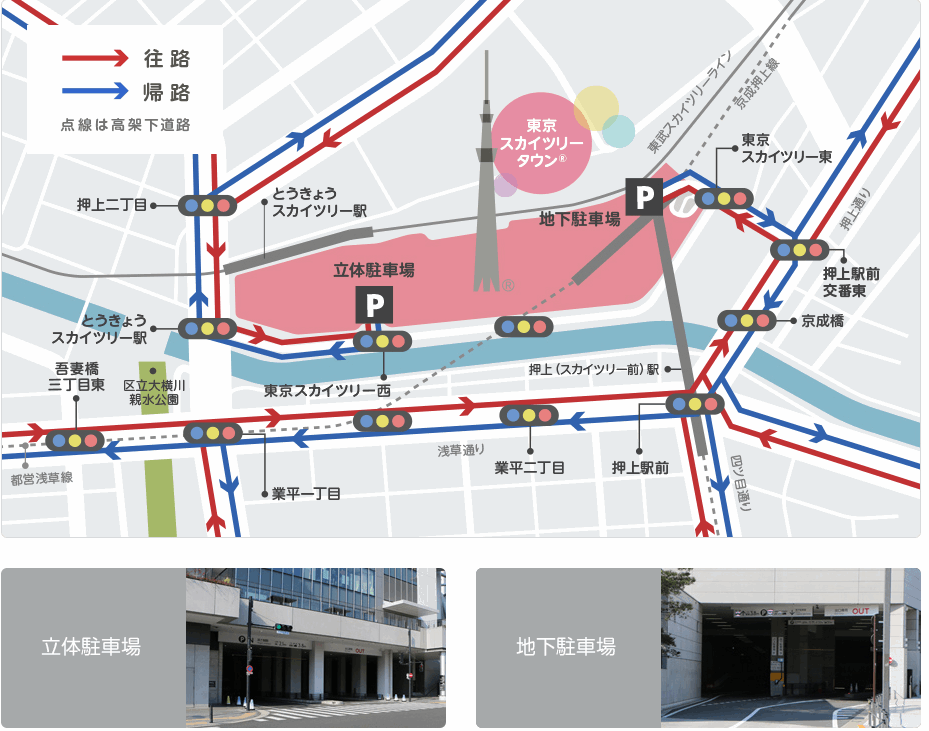 東京スカイツリーの駐車場の入口と料金