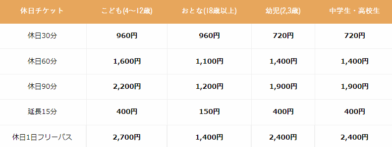 リトルプラネット mozoワンダーシティ休日の料金