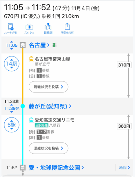 名古屋駅からジブリパークへの行き方①地下鉄＋リニモ