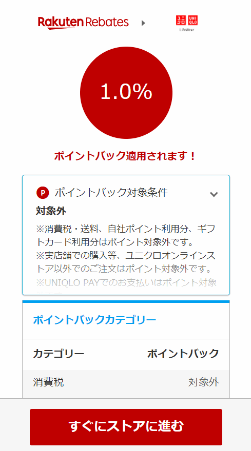 楽天リーベイツのポイントバック