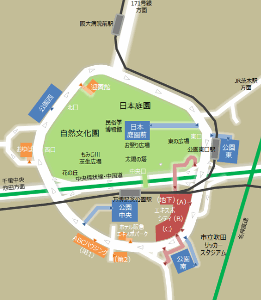 万博公園の日本庭園の場所と駐車場