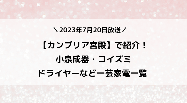 【カンブリア宮殿】で紹介！小泉成器ドライヤーなど一芸家電一覧 2023年7月20日